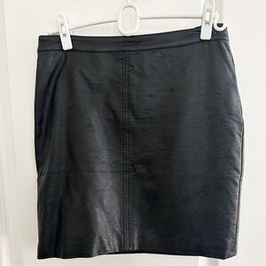Black Faux Leather Pencil Mini Skirt